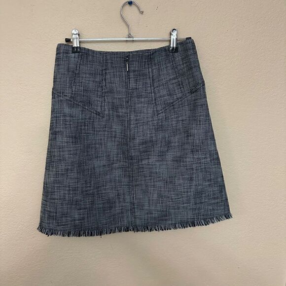 Rebecca Taylor Slub Suiting A-Line Skirt with Fringe Hem - Picture 3 of 6